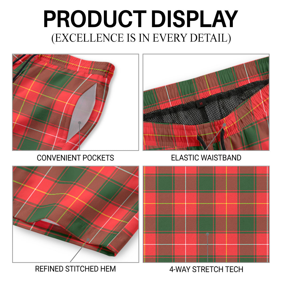 MacFie Tartan Crest Men's Beach Shorts