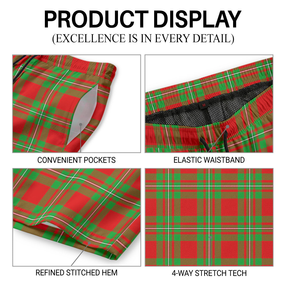 MacGregor Modern Tartan Crest Men's Beach Shorts