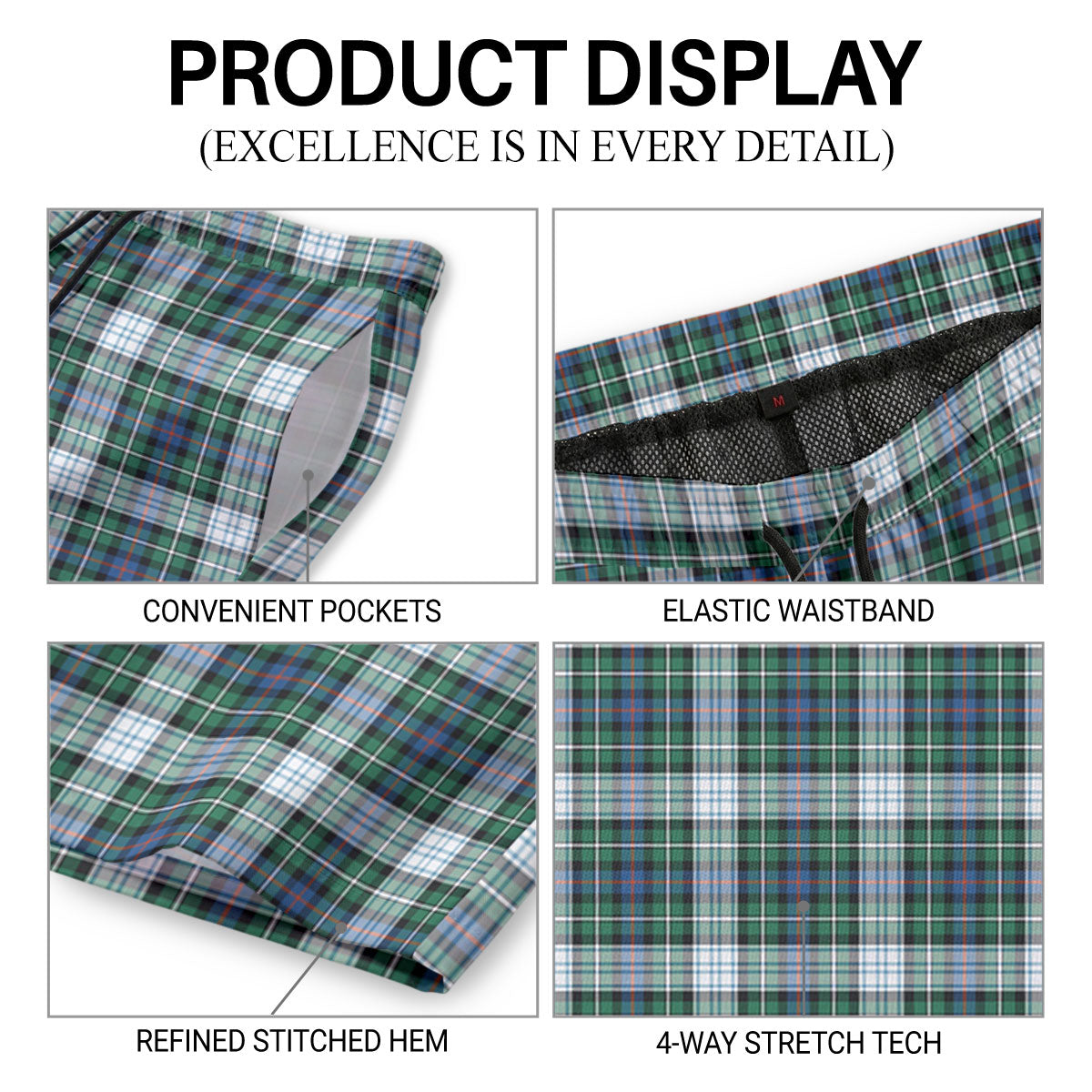 MacKenzie Dress Ancient Tartan Crest Men's Beach Shorts