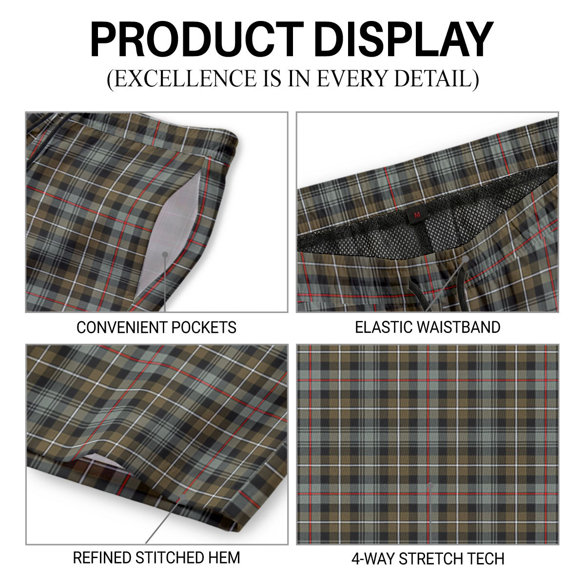 MacKenzie Weathered Tartan Crest Men's Beach Shorts