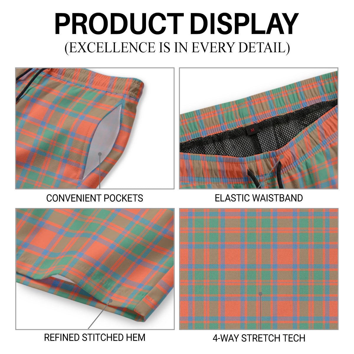 MacKintosh Ancient Tartan Crest Men's Beach Shorts