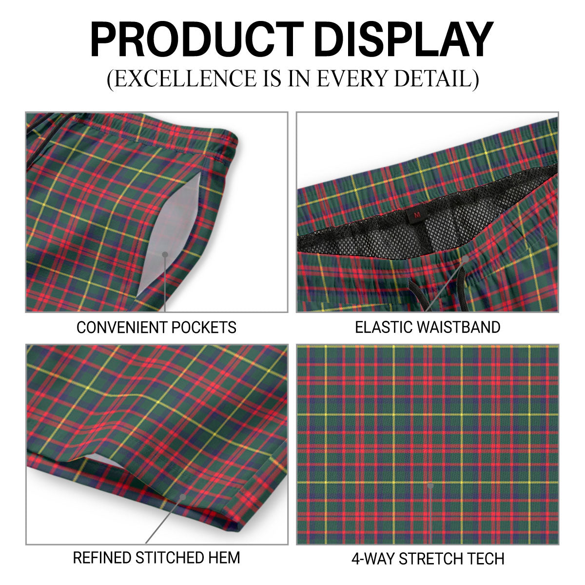 MacKintosh Hunting Modern Tartan Crest Men's Beach Shorts