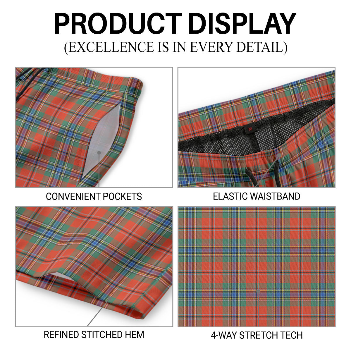 MacLean of Duart Ancient Tartan Crest Men's Beach Shorts