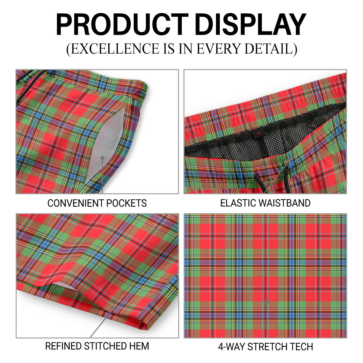 MacLean of Duart Modern Tartan Crest Men's Beach Shorts