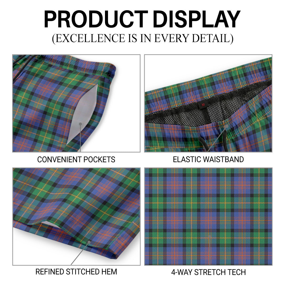 MacLennan Ancient Tartan Crest Men's Beach Shorts