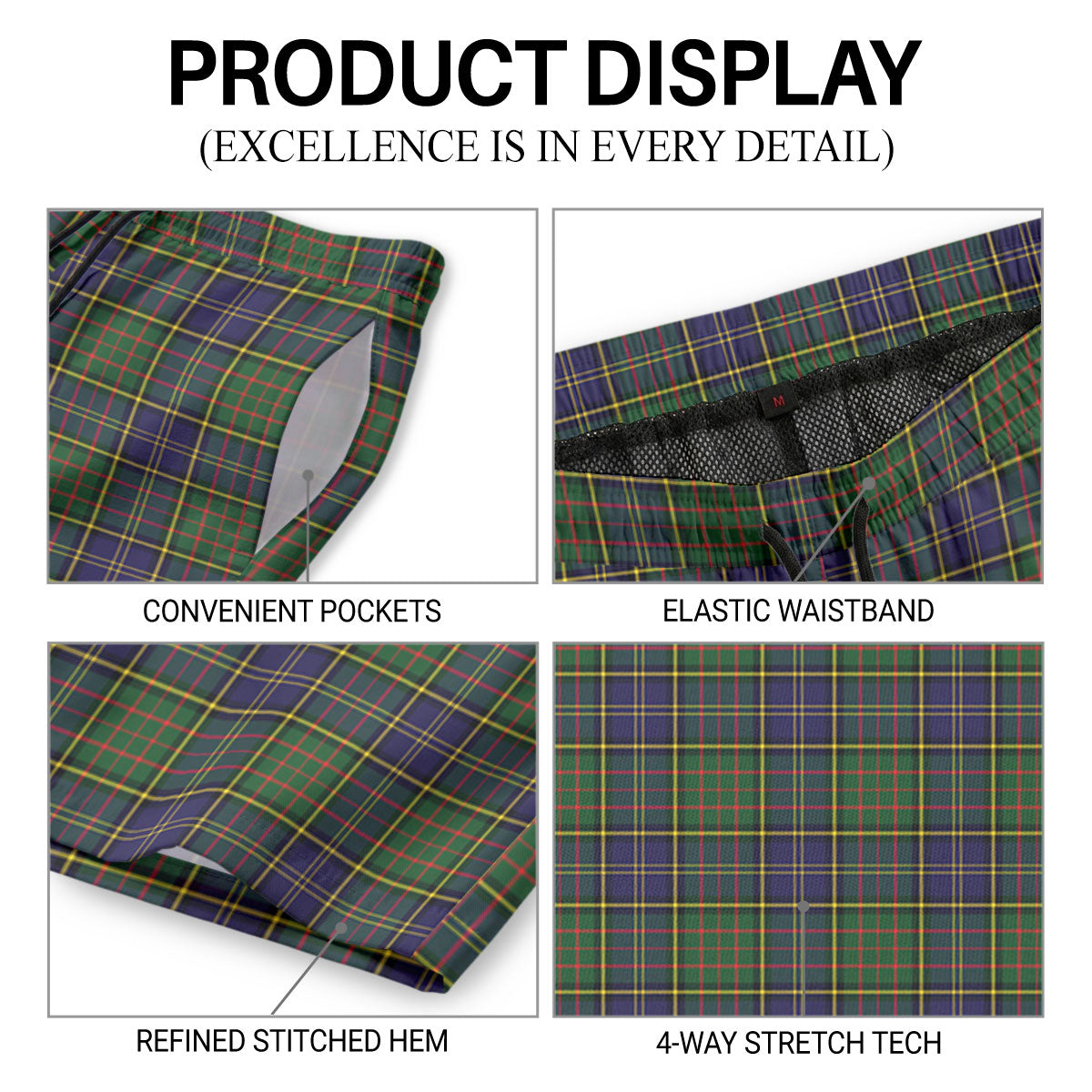 MacMillan Hunting Modern Tartan Crest Men's Beach Shorts
