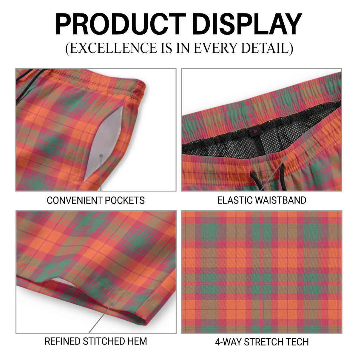 MacNab Ancient Tartan Crest Men's Beach Shorts