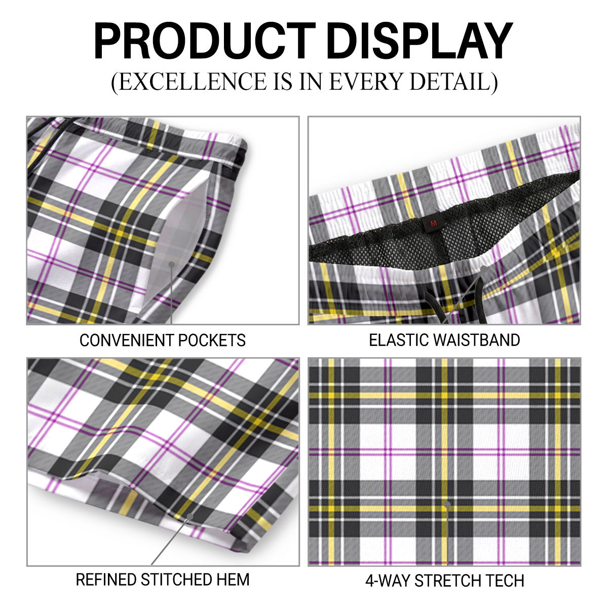 MacPherson Dress Modern Tartan Crest Men's Beach Shorts