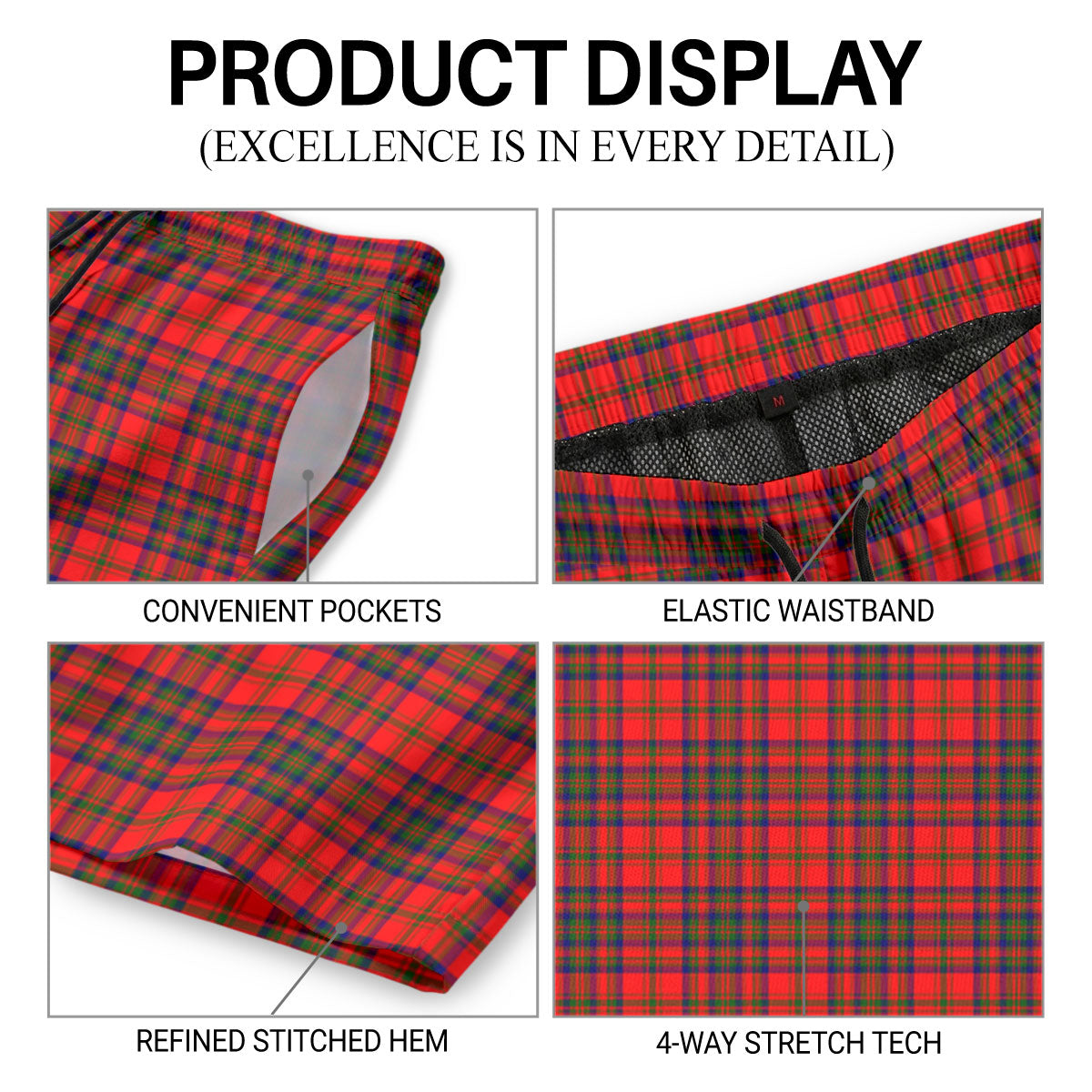Matheson Modern Tartan Crest Men's Beach Shorts