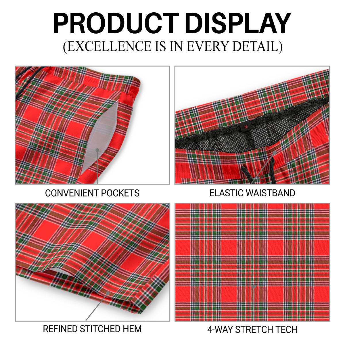 McBean Tartan Crest Men's Beach Shorts
