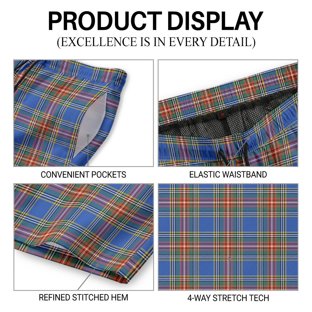 McBeth Ancient Tartan Crest Men's Beach Shorts
