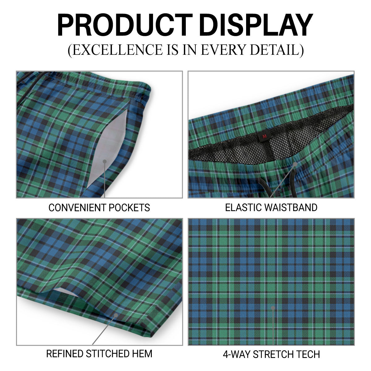 McCallum Ancient Tartan Crest Men's Beach Shorts