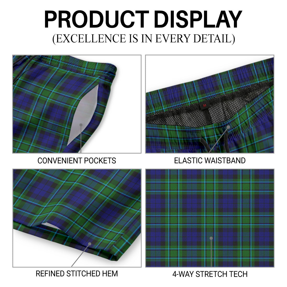 McCallum Modern Tartan Crest Men's Beach Shorts