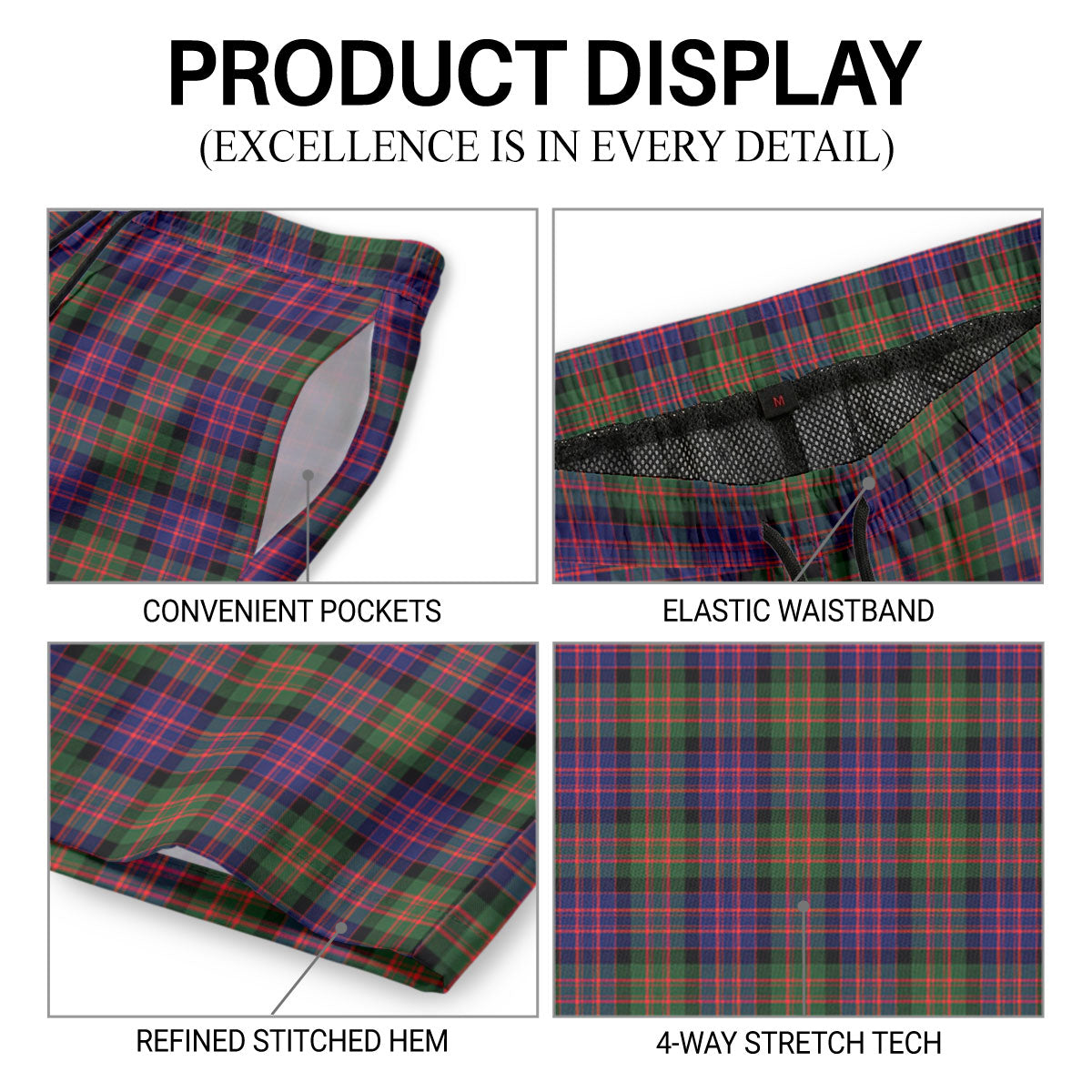 McCrindle Tartan Crest Men's Beach Shorts