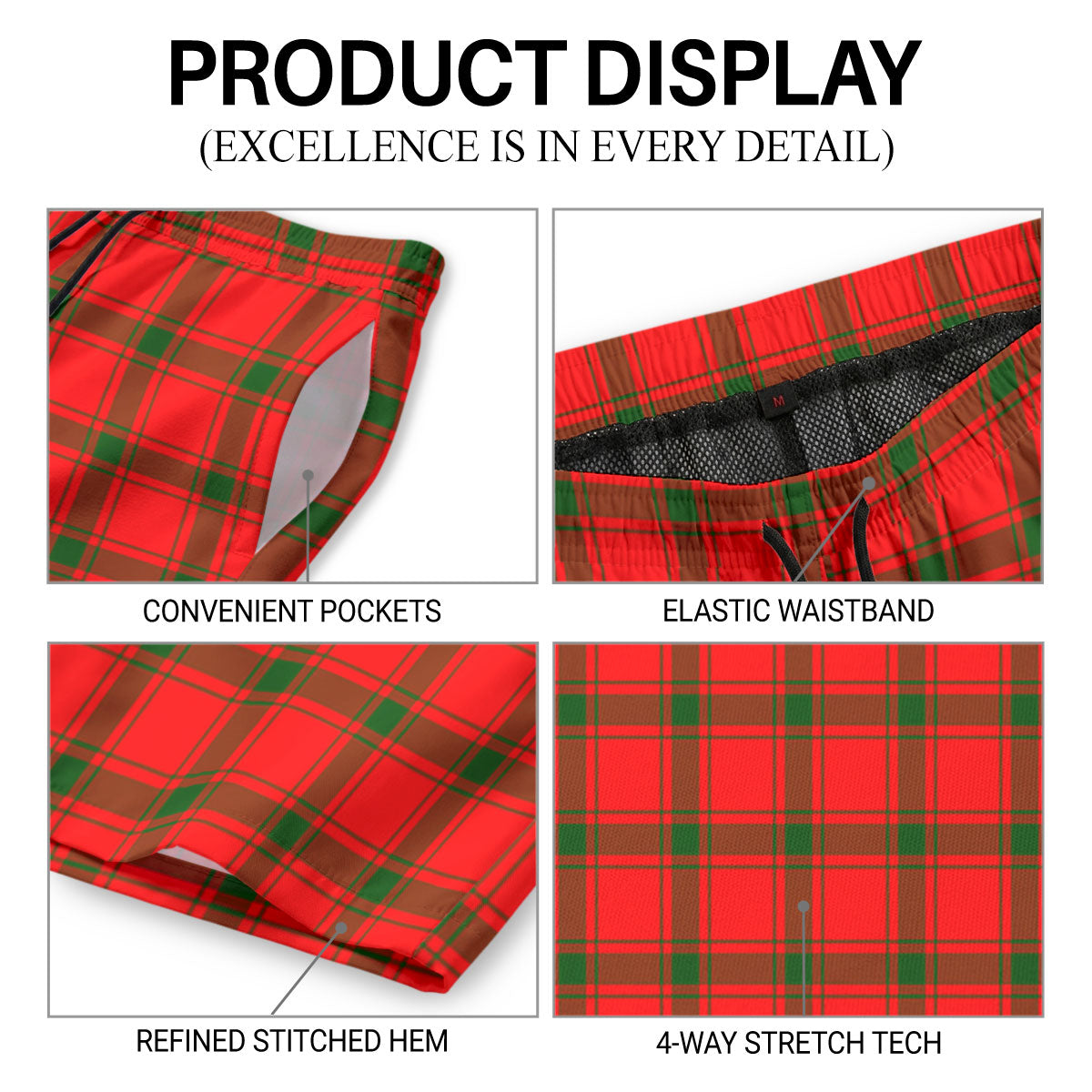 McDonald of Sleat Tartan Crest Men's Beach Shorts