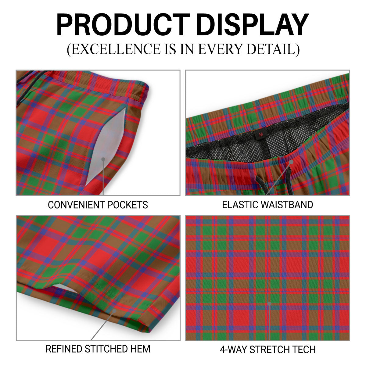 McKintosh Modern Tartan Crest Men's Beach Shorts