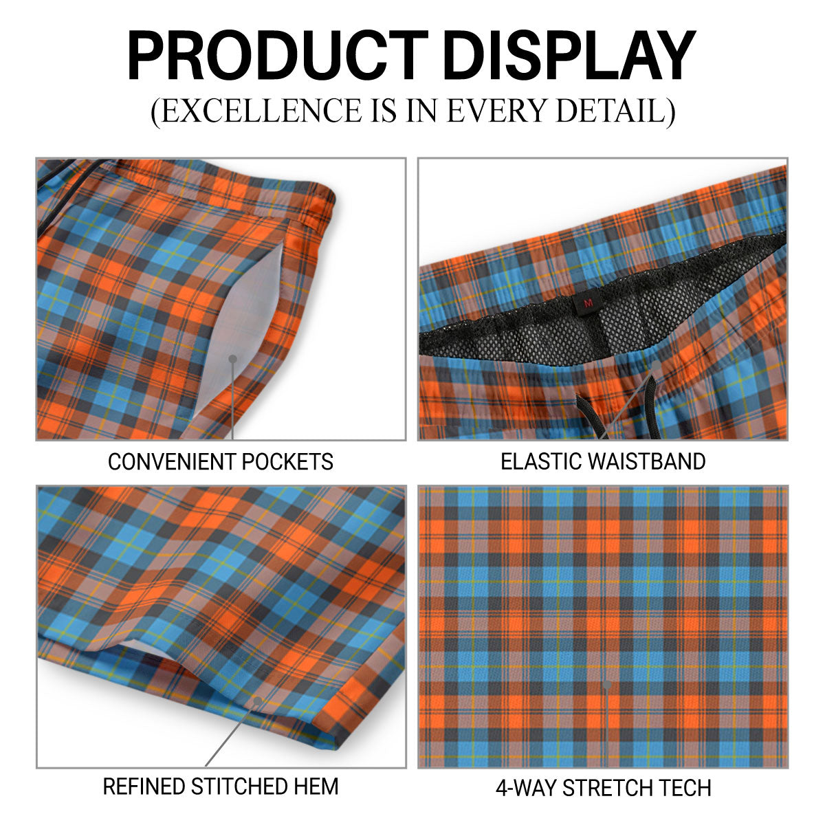 McLachlan Ancient Tartan Crest Men's Beach Shorts