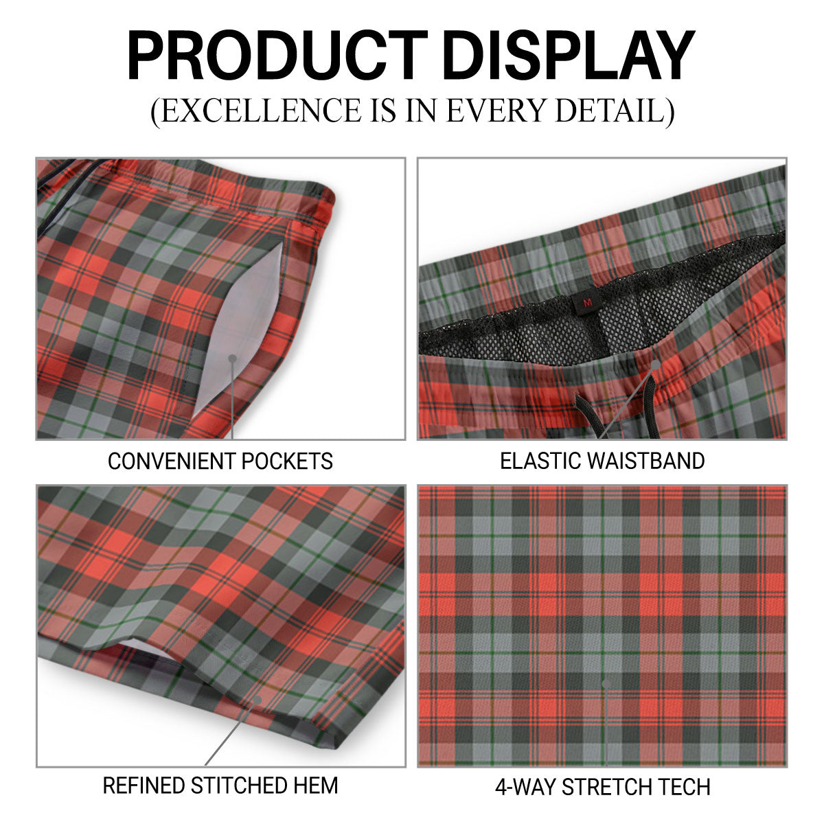 McLachlan Weathered Tartan Crest Men's Beach Shorts
