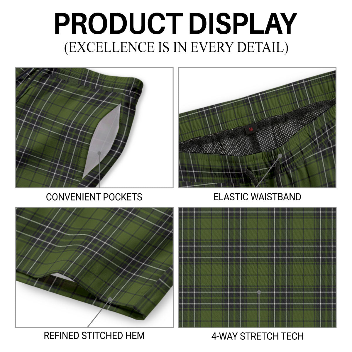 McLean Hunting Tartan Crest Men's Beach Shorts