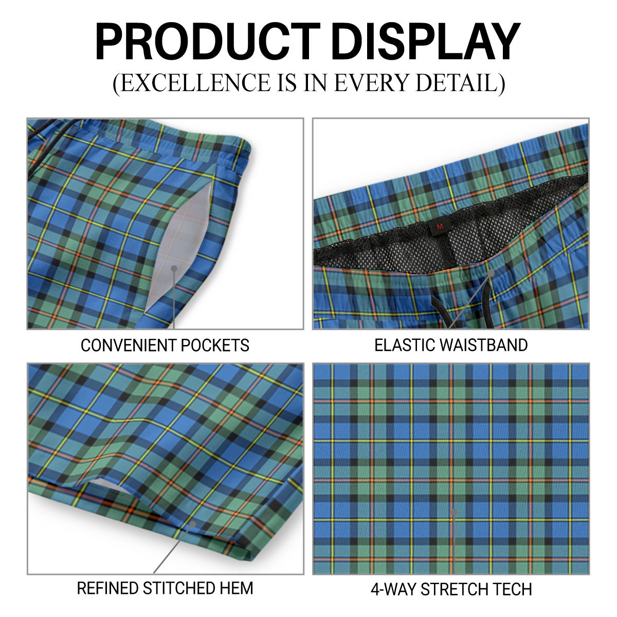 McLeod of Harris Ancient Tartan Crest Men's Beach Shorts