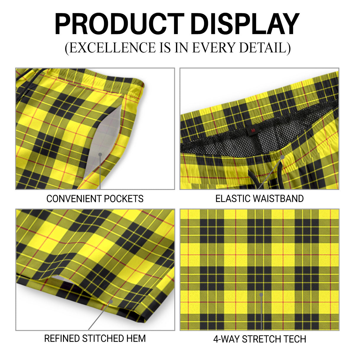 McLeod of Lewis Modern Tartan Crest Men's Beach Shorts