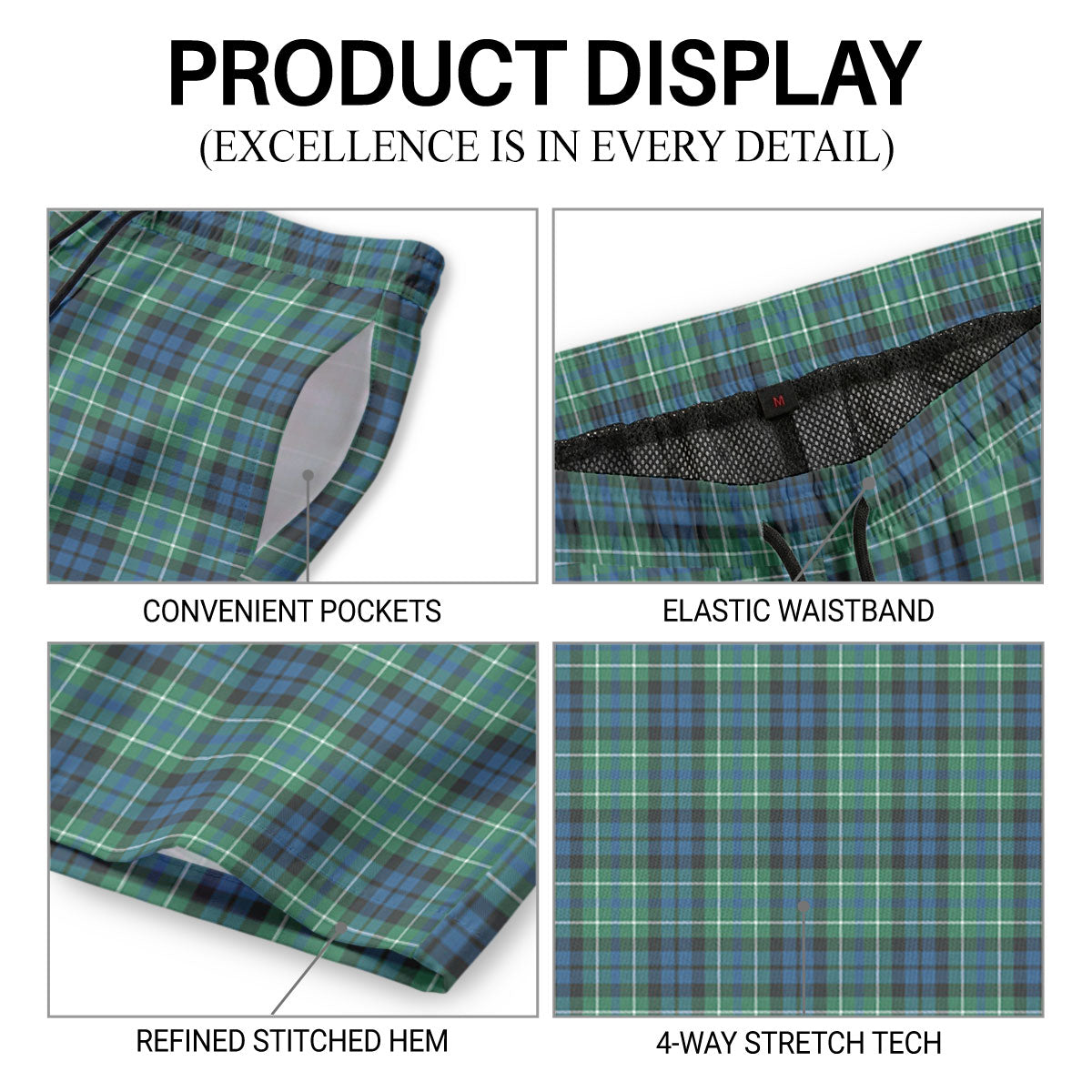 McNeil of Colonsay Ancient Tartan Crest Men's Beach Shorts