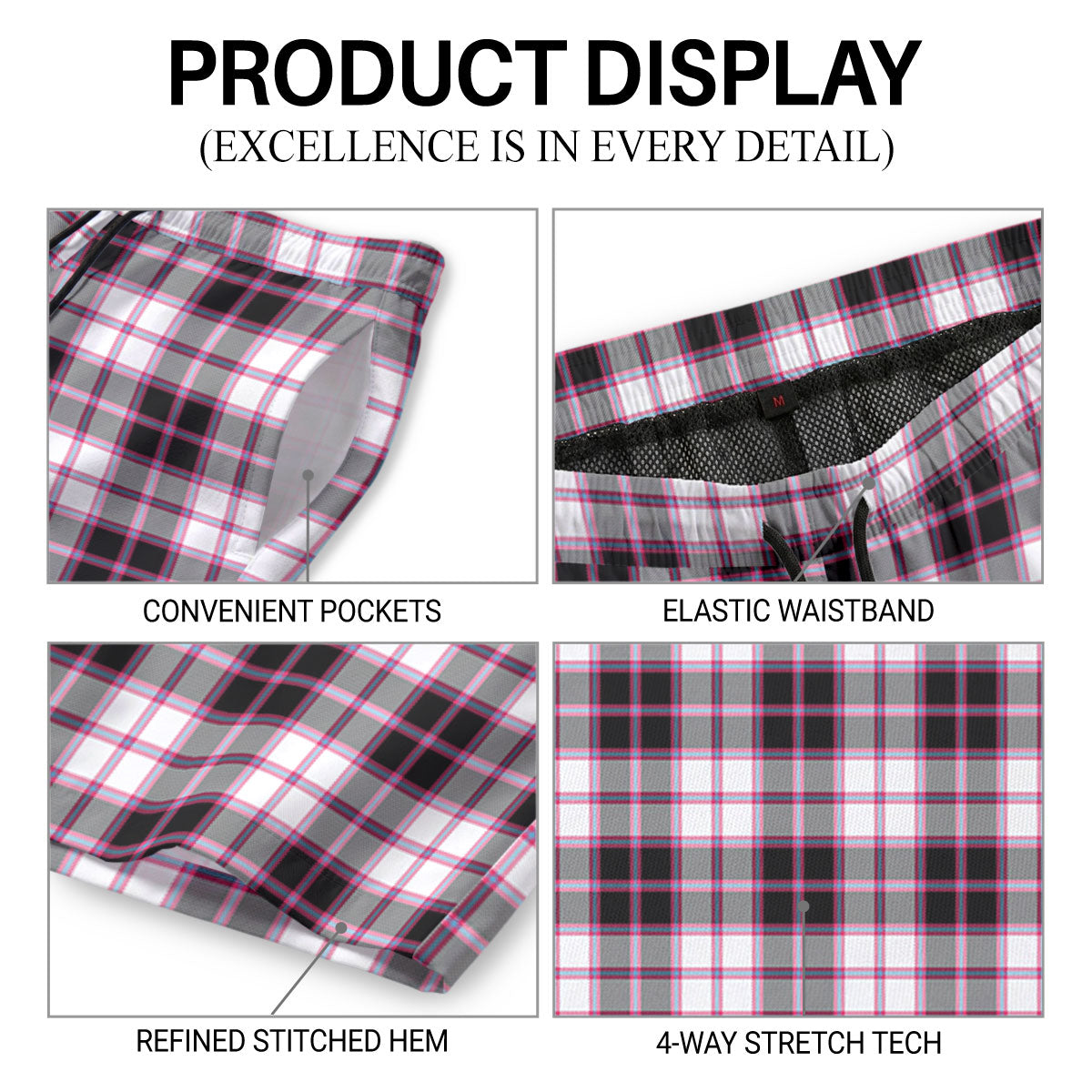 McPherson Hunting Modern Tartan Crest Men's Beach Shorts