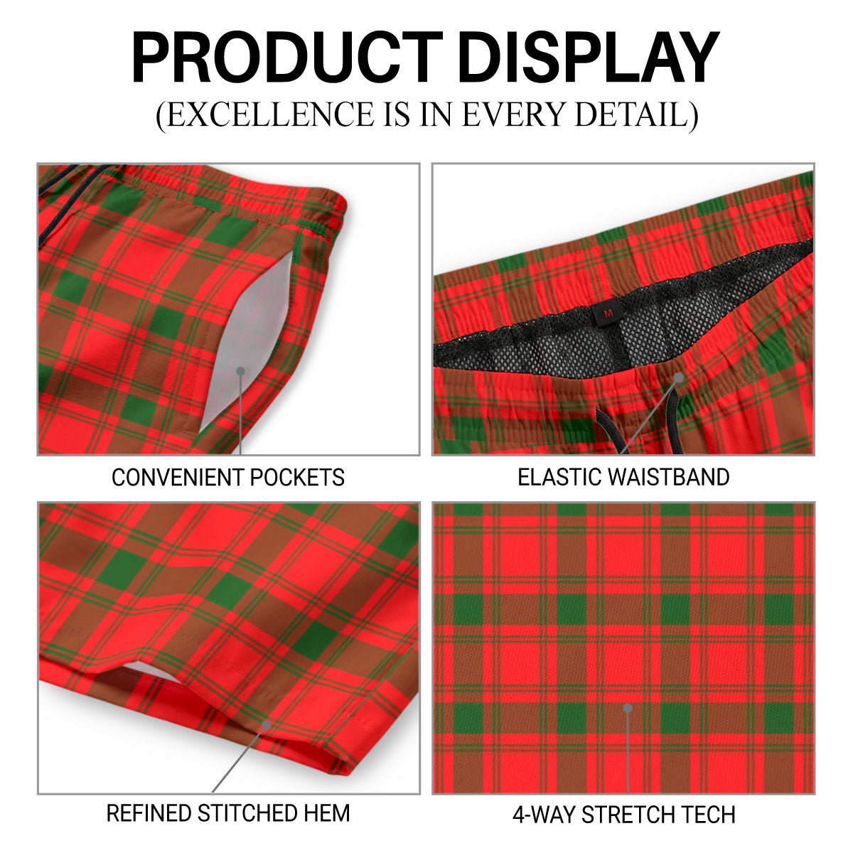 McQuarrie Tartan Crest Men's Beach Shorts