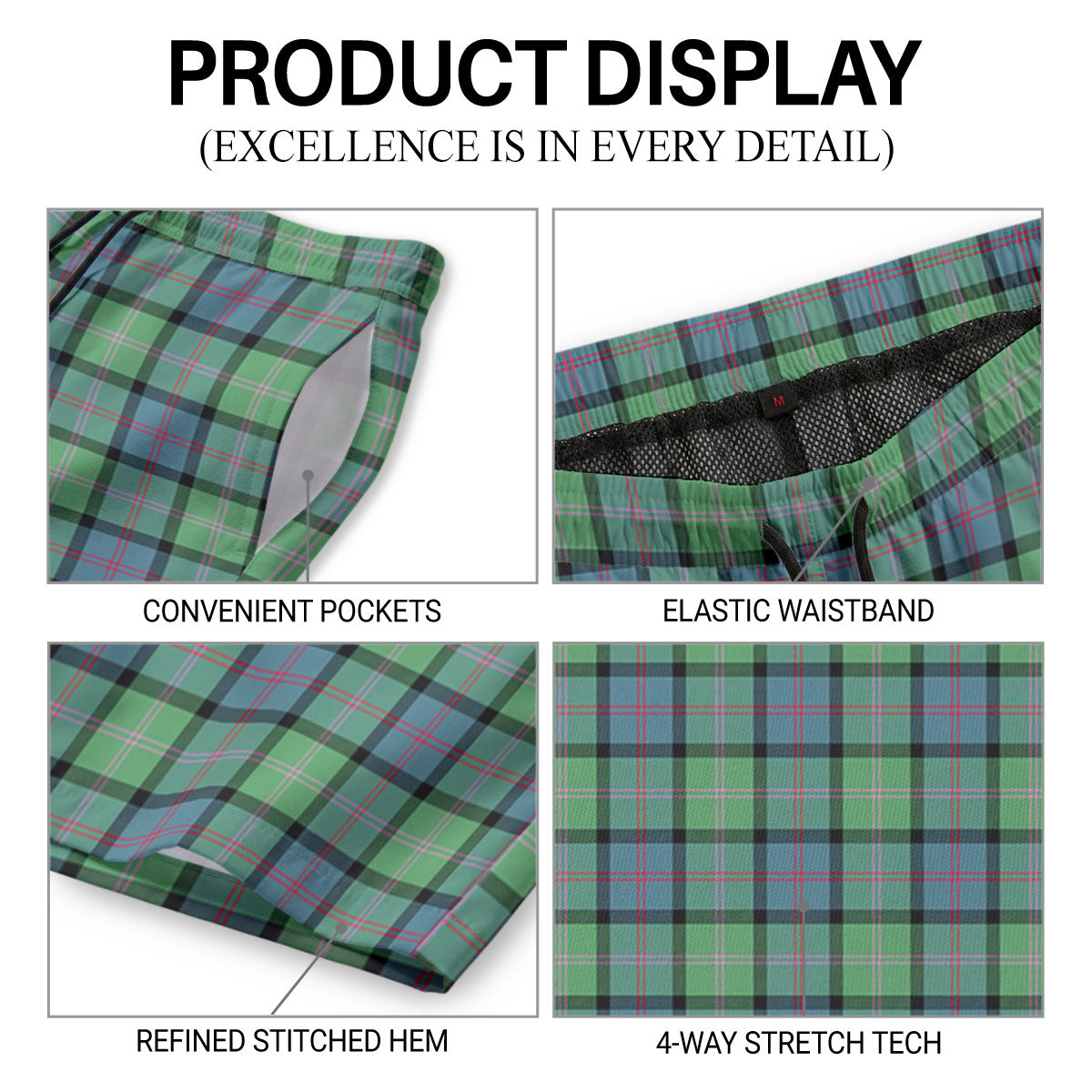 McThomas Ancient Tartan Crest Men's Beach Shorts