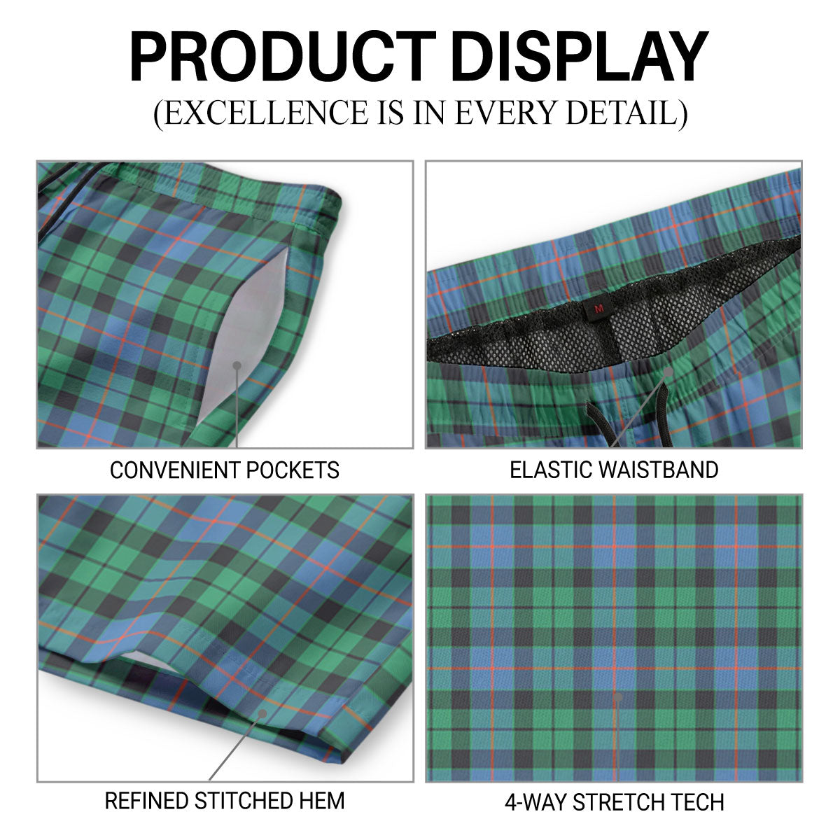 Morrison Ancient Tartan Crest Men's Beach Shorts