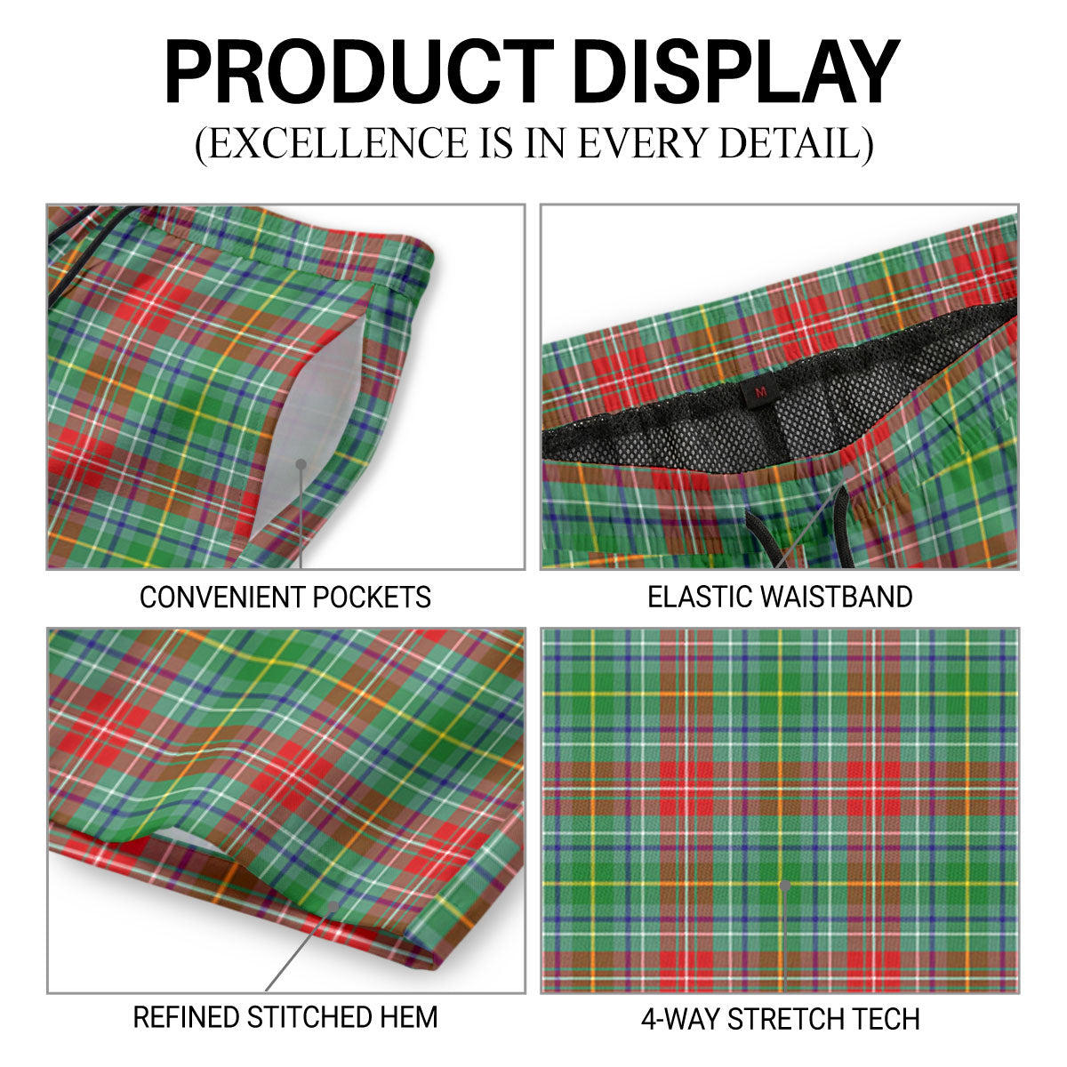 Muirhead Tartan Crest Men's Beach Shorts