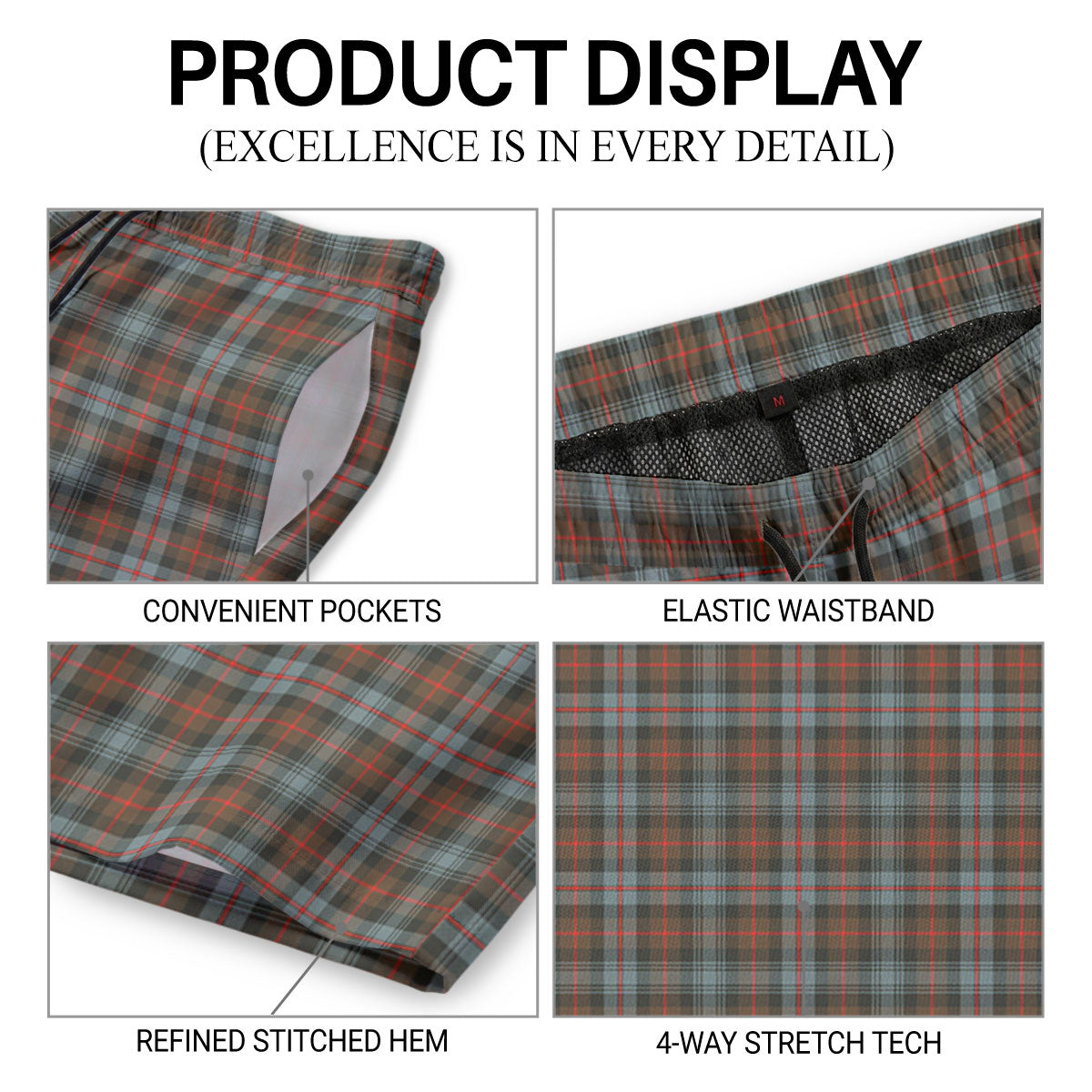 Murray of Atholl Weathered Tartan Crest Men's Beach Shorts