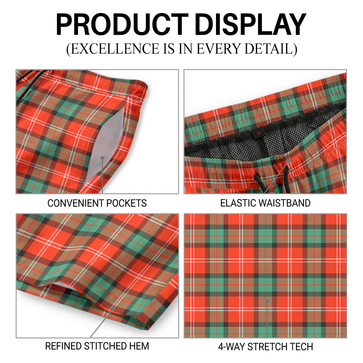 Nesbitt Ancient Tartan Crest Men's Beach Shorts