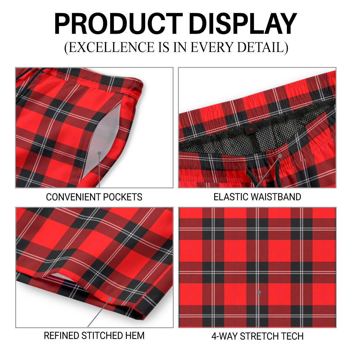 Ramsay Modern Tartan Crest Men's Beach Shorts