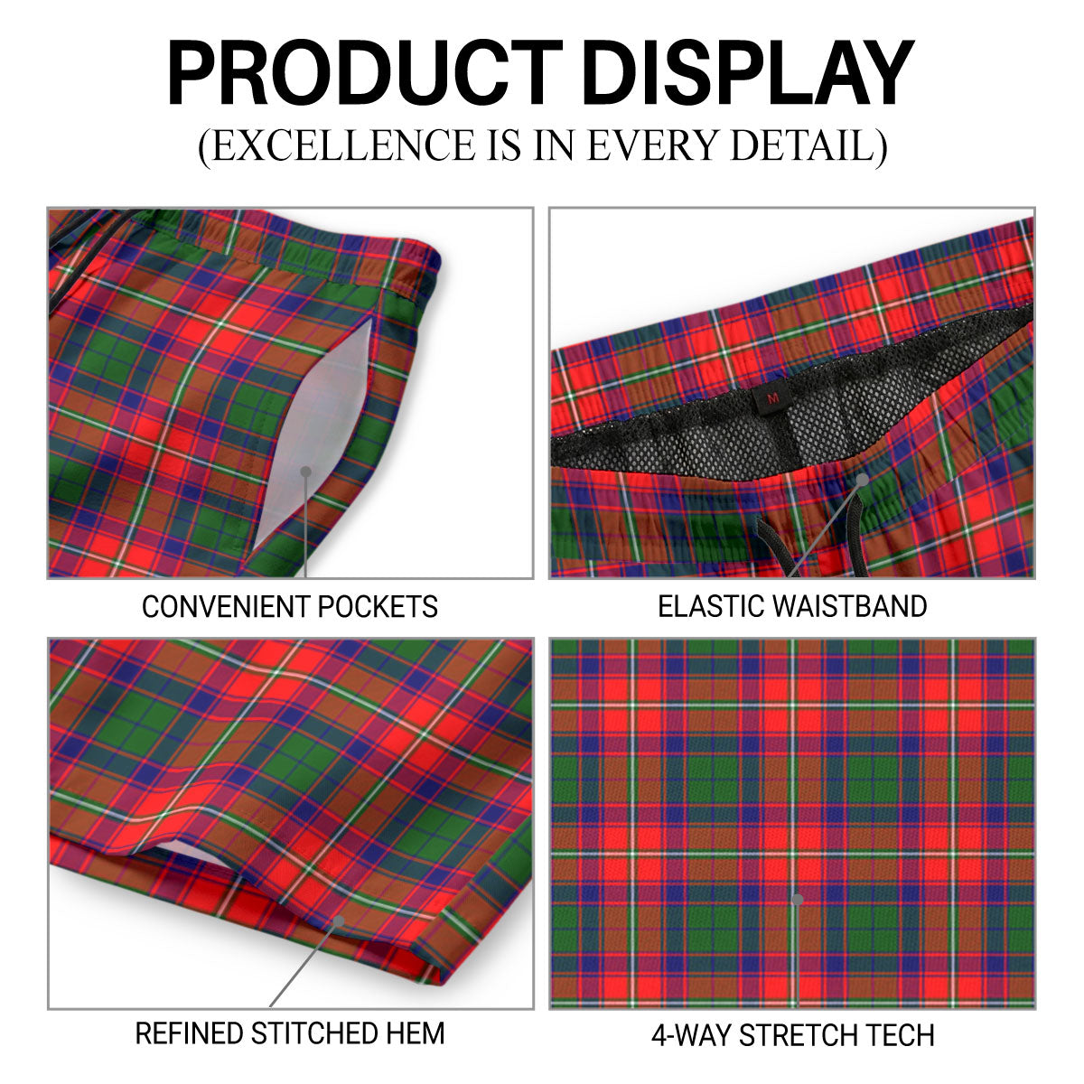 Riddell Tartan Crest Men's Beach Shorts