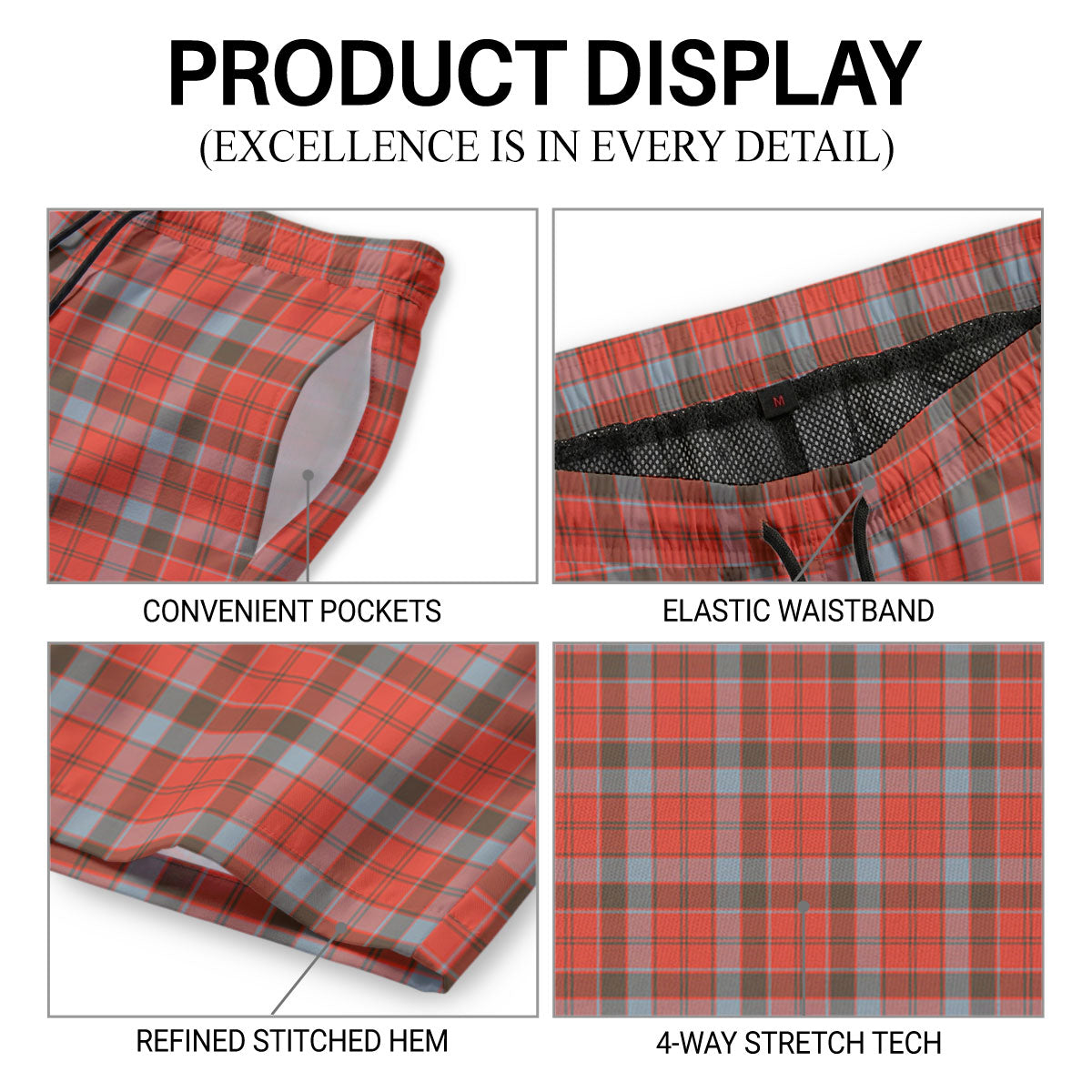 Robertson Weathered Tartan Crest Men's Beach Shorts