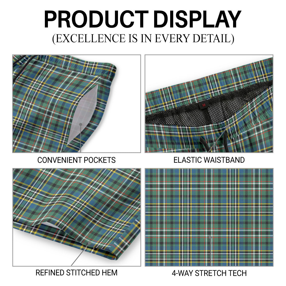 Scott Green Ancient Tartan Crest Men's Beach Shorts