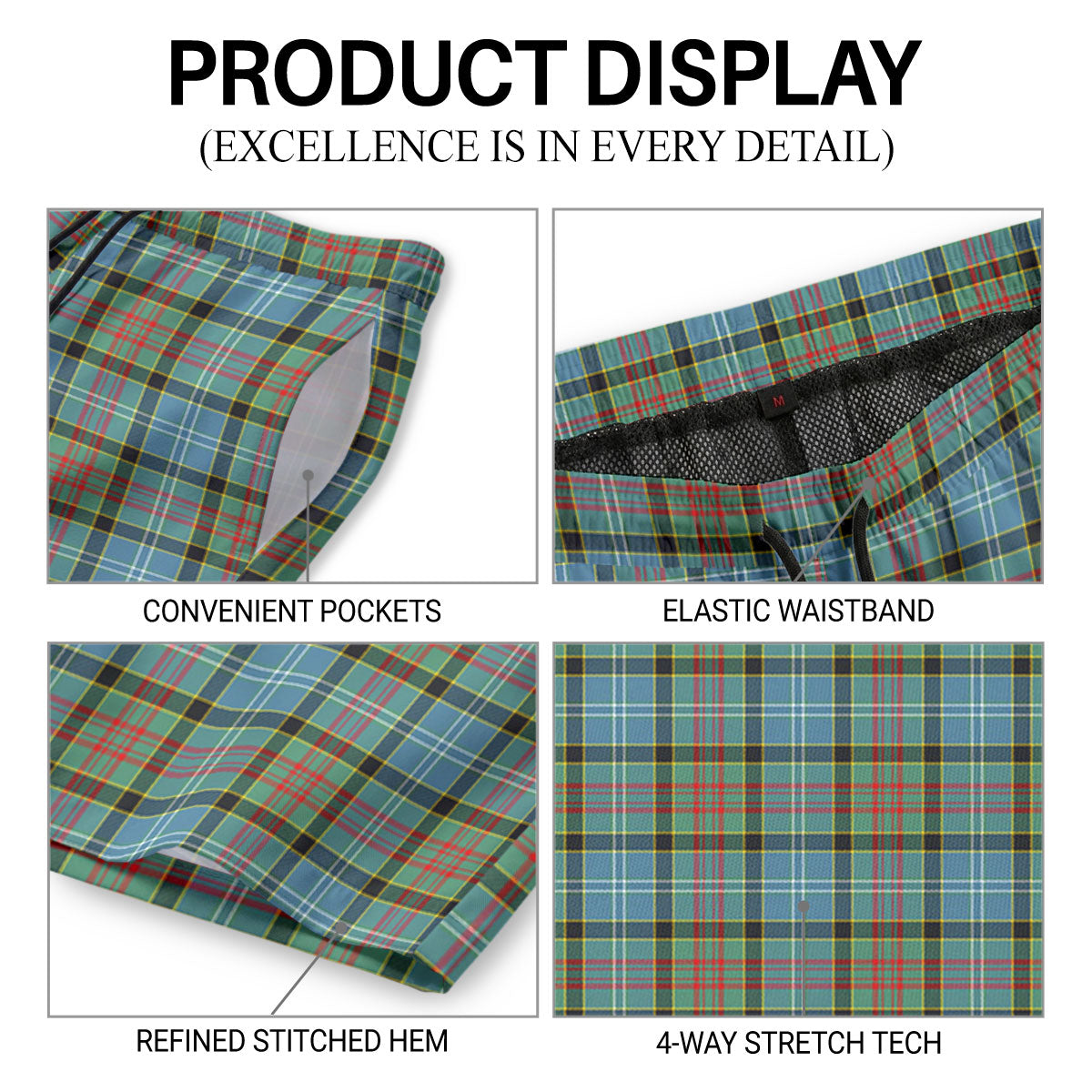 Walkinshaw Tartan Crest Men's Beach Shorts