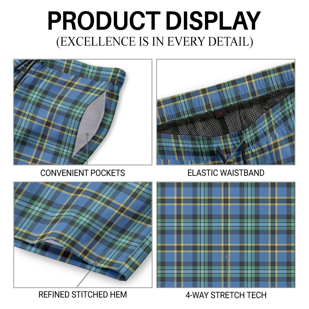 Weir Ancient Tartan Crest Men's Beach Shorts