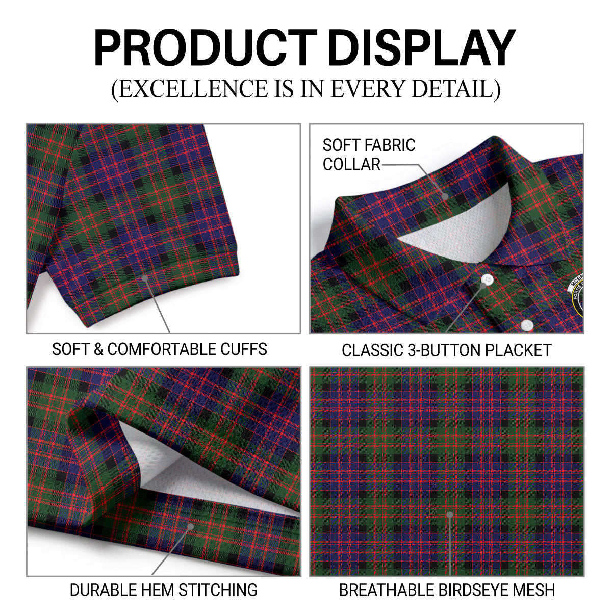 McBrayne Tartan Crest Birdseye Mesh Polo Shirt