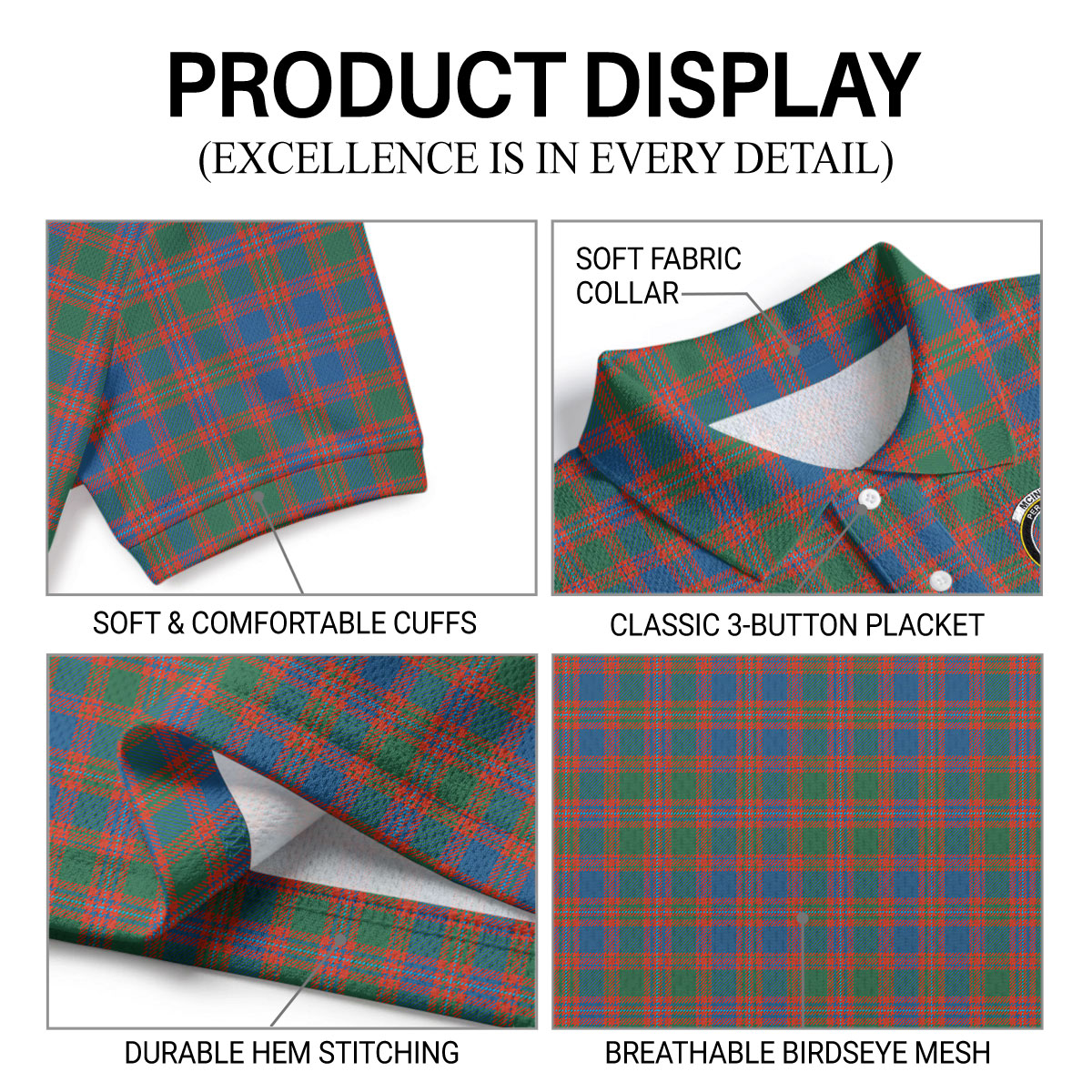 McIntyre Ancient Tartan Crest Birdseye Mesh Polo Shirt