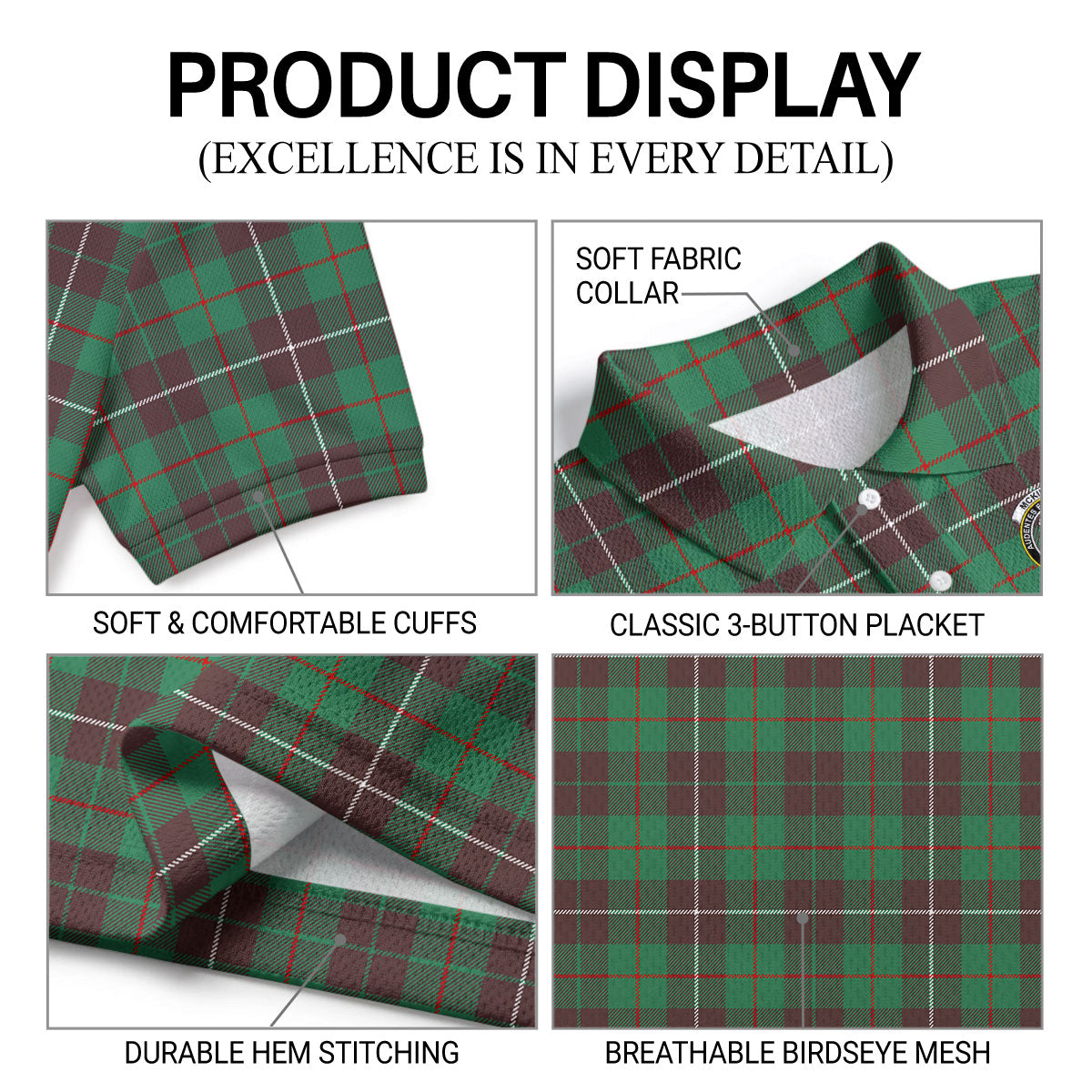 McKinnon Hunting Ancient Tartan Crest Birdseye Mesh Polo Shirt