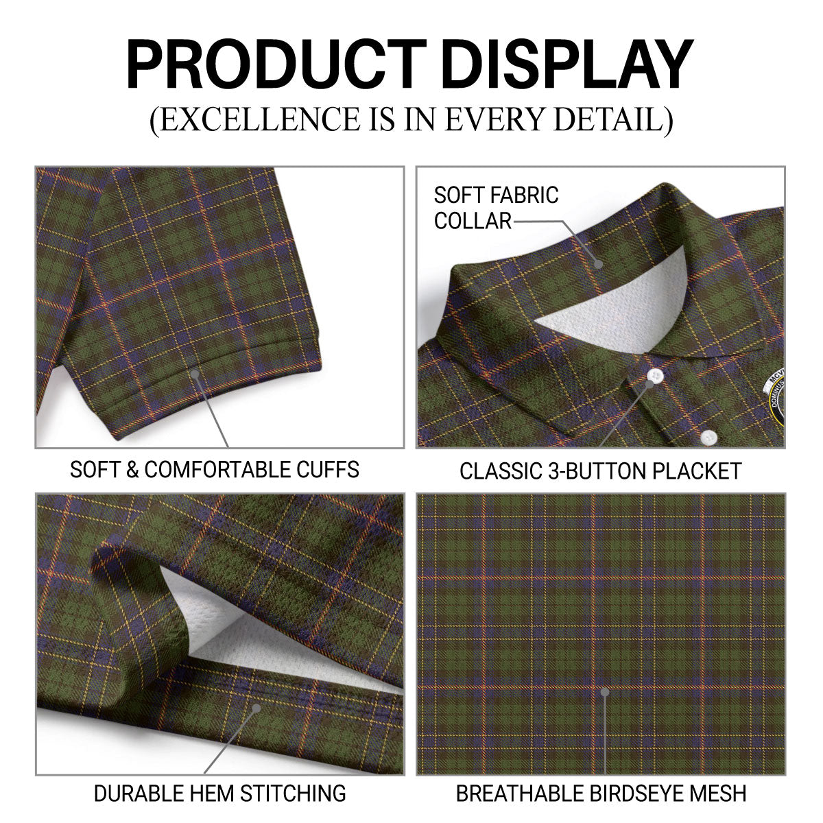 McVicker Tartan Crest Birdseye Mesh Polo Shirt