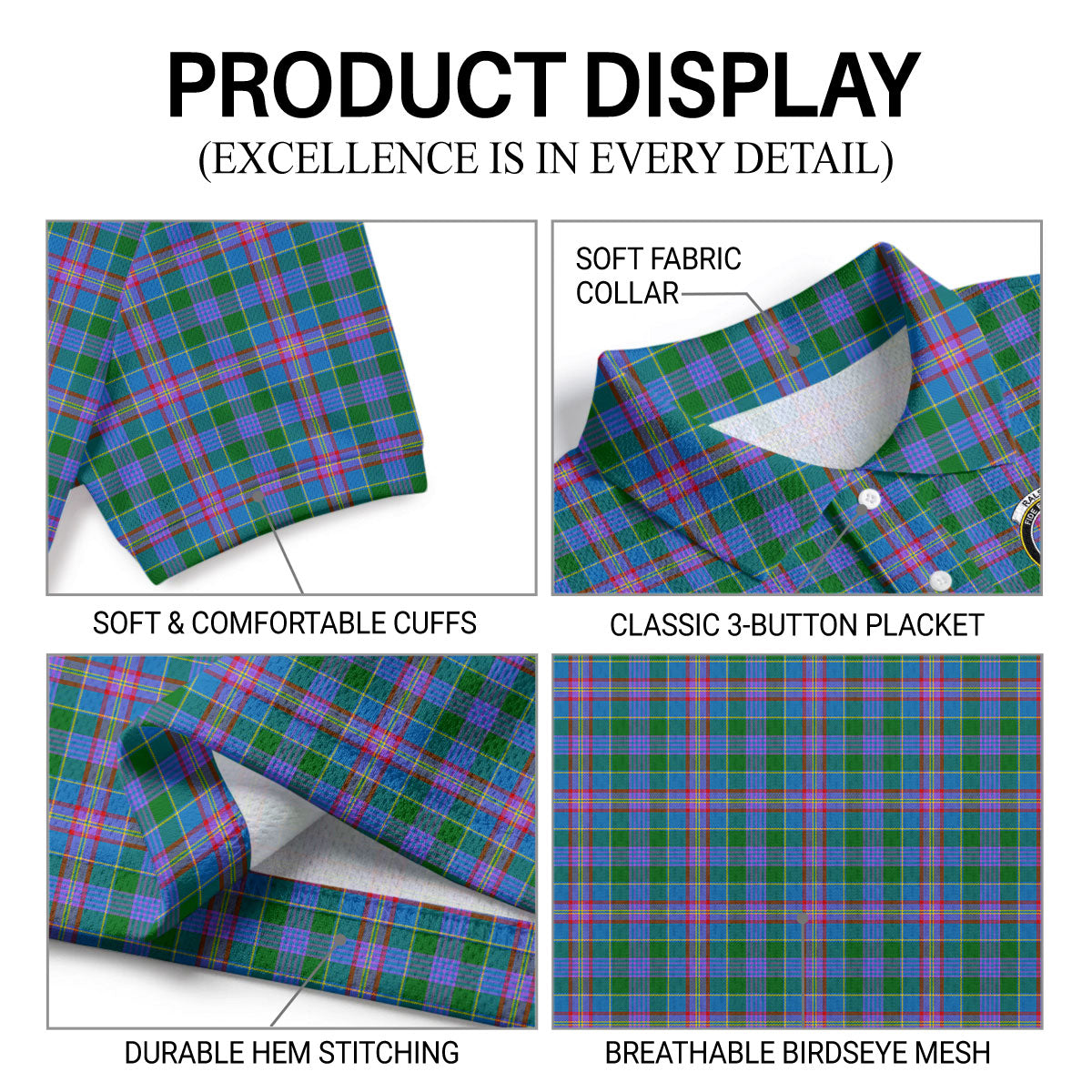 Ralston Tartan Crest Birdseye Mesh Polo Shirt