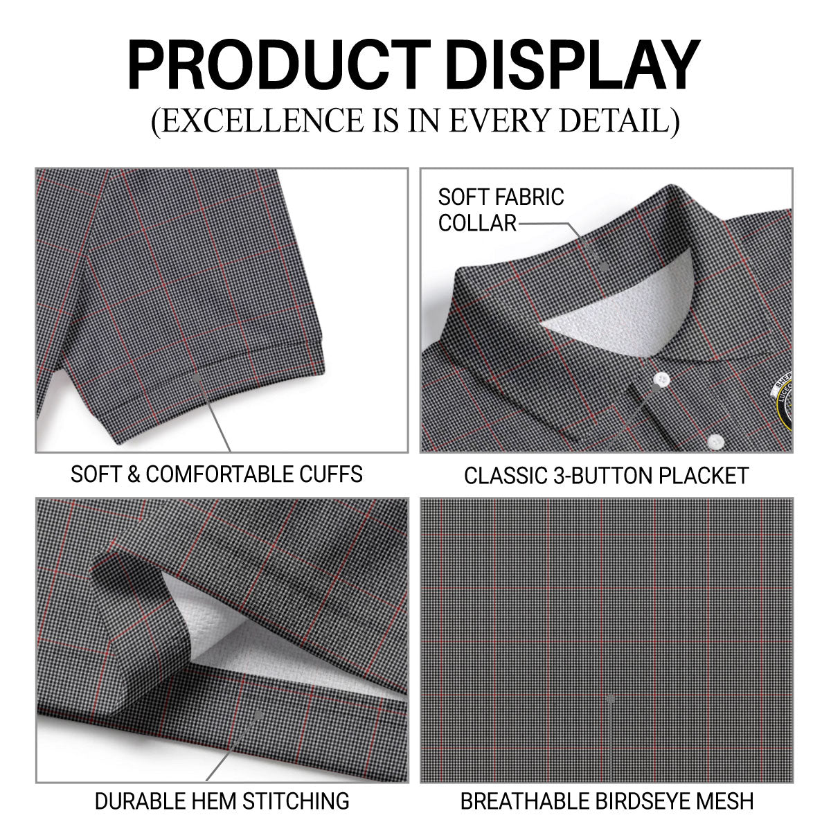 Shepherd Tartan Crest Birdseye Mesh Polo Shirt