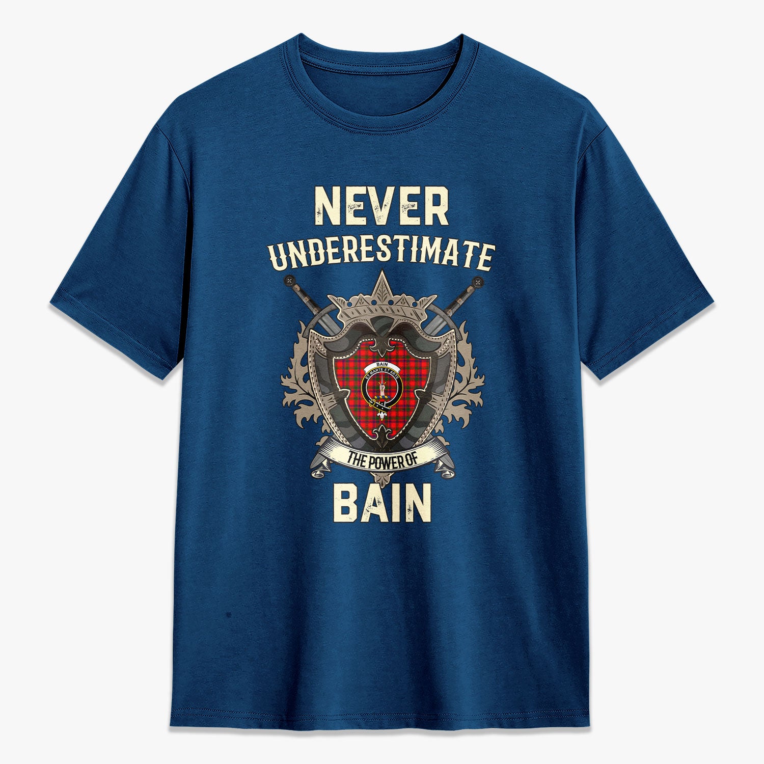 Bain Tartan Crest 2D T-shirt - Never Underestimate Style