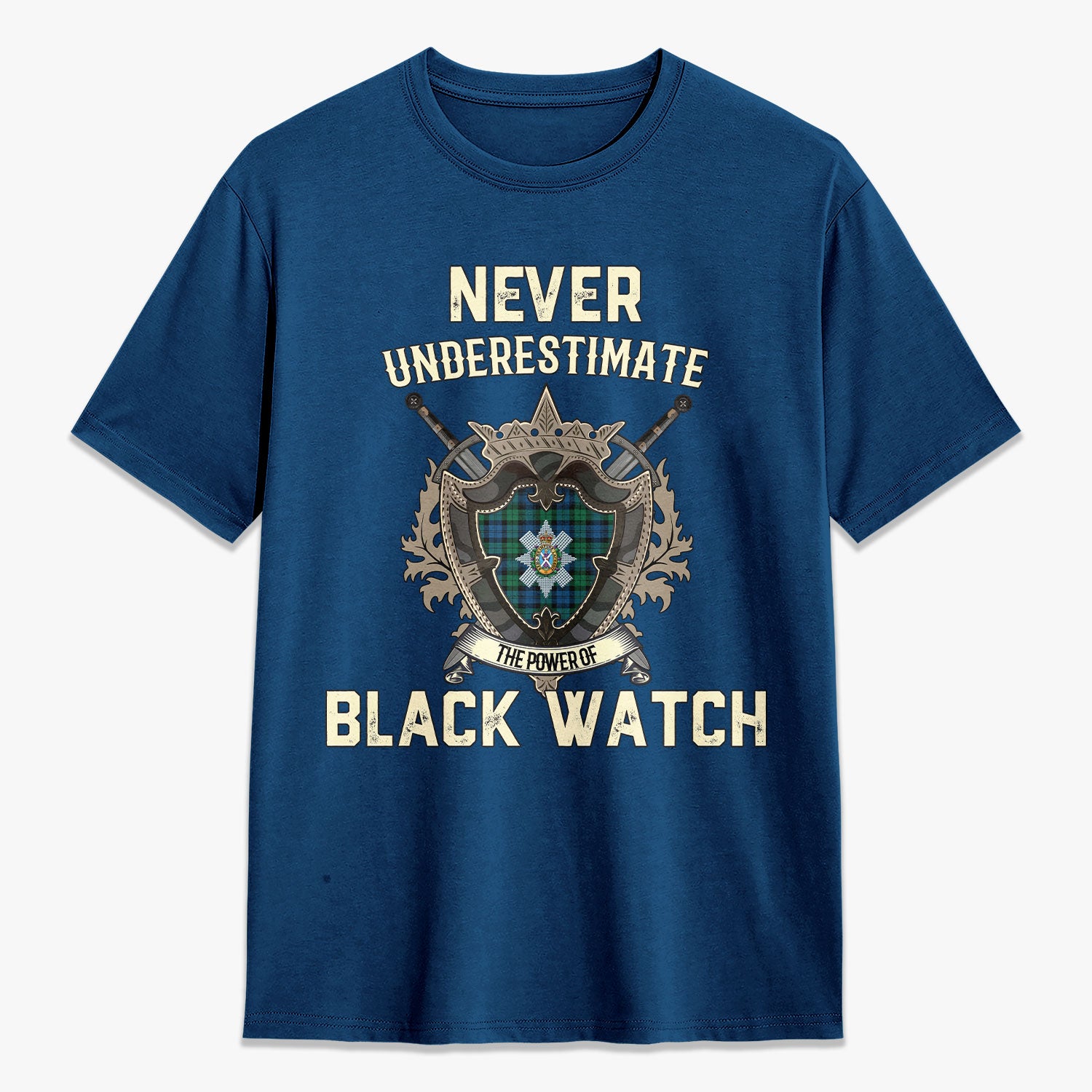Black Watch Ancient Tartan Crest 2D T-shirt - Never Underestimate Style