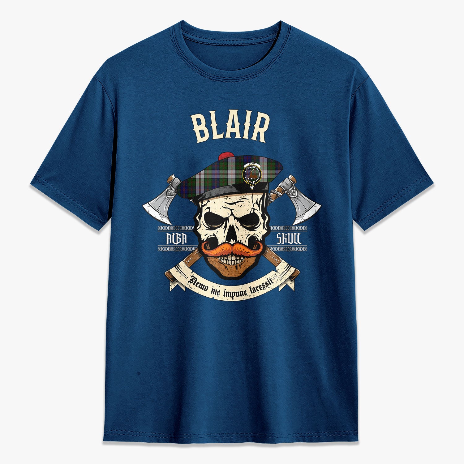 Blair Dress Tartan Crest 2D T-shirt - Alba Skull Style