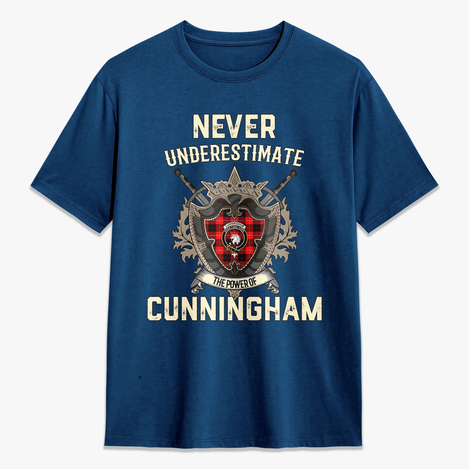 Cunningham Modern Tartan Crest 2D T-shirt - Never Underestimate Style