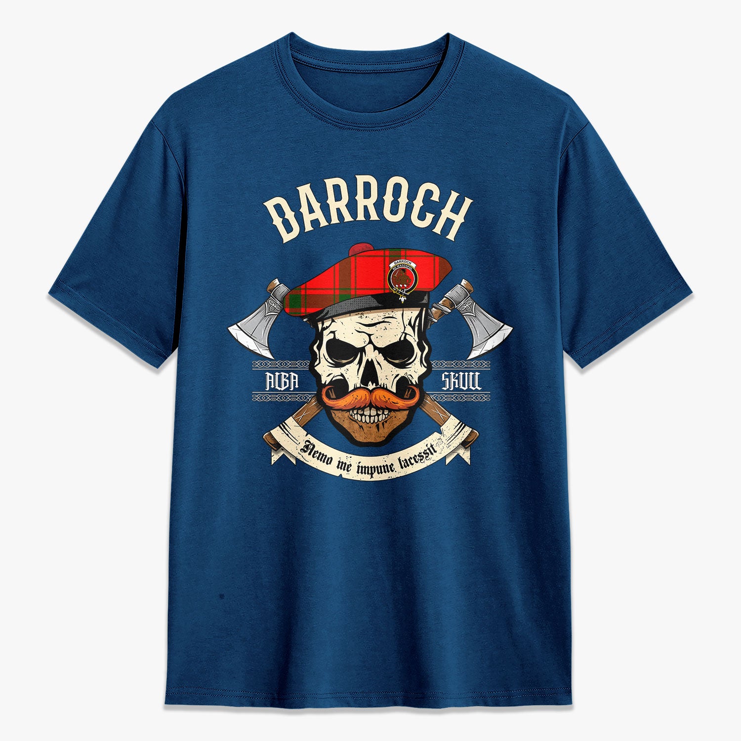 Darroch (Gourock) Tartan Crest 2D T-shirt - Alba Skull Style